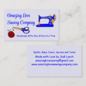 Carte De Visite Machine à coudre bleue et or customisée 2 (Devant / Derrière)