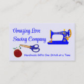 Carte De Visite Machine à coudre bleue et or customisée 2 (Devant)