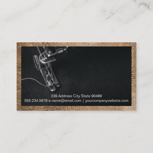 Carte De Visite Machine à coudre | Bordure en cuir (Dos)