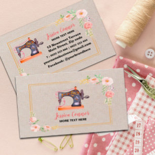 Carte De Visite Machine à coudre Crème Arrière - plan blanc cassé