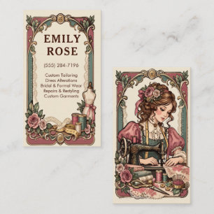 Carte De Visite Machine à coudre de couturière victorienne vintage
