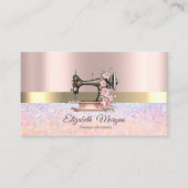 Carte De Visite Machine à coudre élégante Bokeh Rayure dorée (Devant)