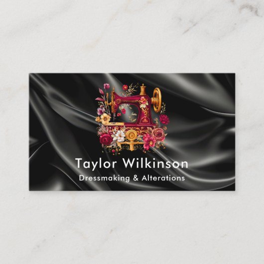 Carte De Visite Machine à coudre en cuir noir (Devant)