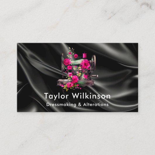 Carte De Visite Machine à coudre en cuir noir (Devant)