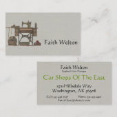 Carte De Visite Machine à coudre et chatons de pédale (Devant / Derrière)