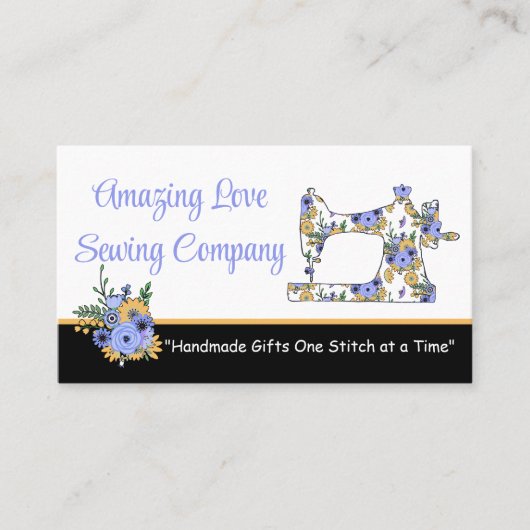 Carte De Visite Machine à coudre florale customisée (Devant)