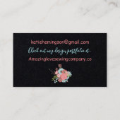 Carte De Visite Machine à coudre florale de Whimsical voiture d'af (Dos)