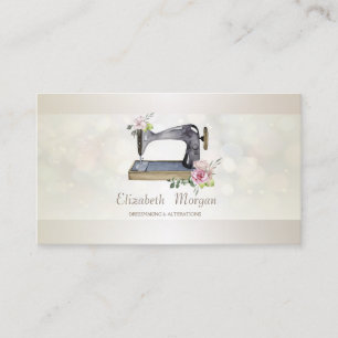 Carte De Visite Machine à coudre florale élégante et professionnel