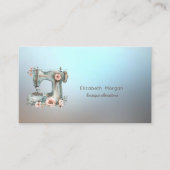 Carte De Visite Machine à coudre florale professionnelle bleue (Devant)