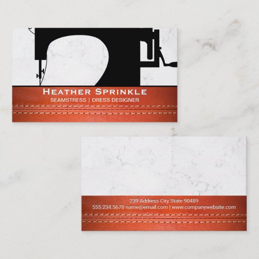 Carte De Visite Machine à coudre | Industriel | Plan en cuir (Devant / Derrière)