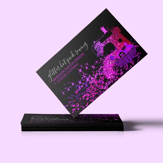 Carte De Visite Machine à coudre noir rose Quilting