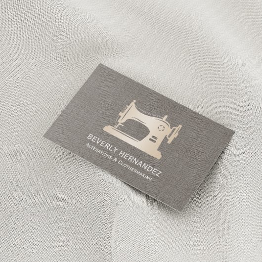Carte De Visite Machine à coudre Or Seamstress Linge gris
