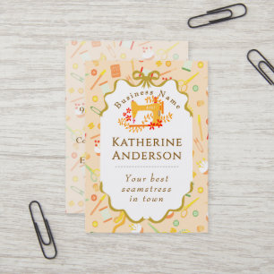 Carte De Visite Machine à coudre pour couturière en or jaune