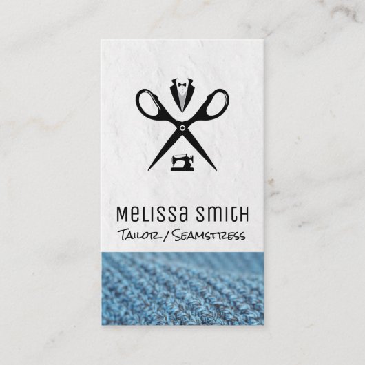 Carte De Visite Machine à coudre | Seamstress | Ciseaux sur mesure (Devant)