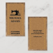 Carte De Visite Machine à coudre | Taillé | Cuir Brown (Devant / Derrière)