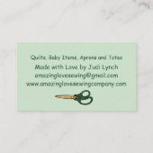 Carte De Visite Machine à coudre verte et or customisée 2 (Dos)