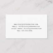 Carte De Visite Machine à écrire de Blogger de poète d'auteur (Dos)