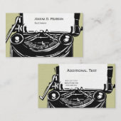 Carte De Visite Machine à écrire noire d'auteur d'histoire (Devant / Derrière)