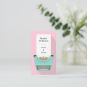 Carte De Visite Machine à écrire professionnelle en bleu rose (Debout devant)