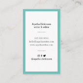 Carte De Visite Machine à écrire professionnelle turquoise jaune r (Dos)