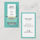 Carte De Visite Machine à écrire professionnelle turquoise jaune r (Devant / Derrière)