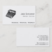 Carte De Visite Machine à écrire rétro sans bruit de luxe (Devant / Derrière)