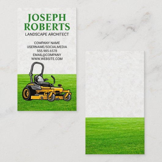 Carte De Visite Machine à gazon assise | Couper l'herbe (Devant / Derrière)