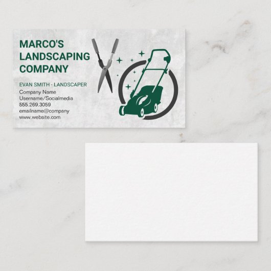 Carte De Visite Machine à gazon | Clippers de couverture (Devant / Derrière)