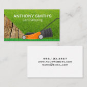 Carte De Visite Machine à gazon | Herbe | Paysage en bois (Devant / Derrière)