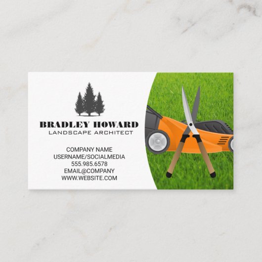 Carte De Visite Machine à gazon | Jardins | Herbe (Devant)