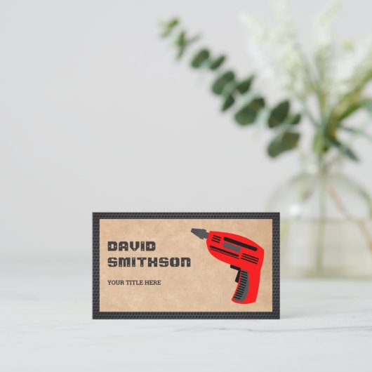 Carte De Visite Machine de forage rouge pour outil électrique Rust (Debout devant)