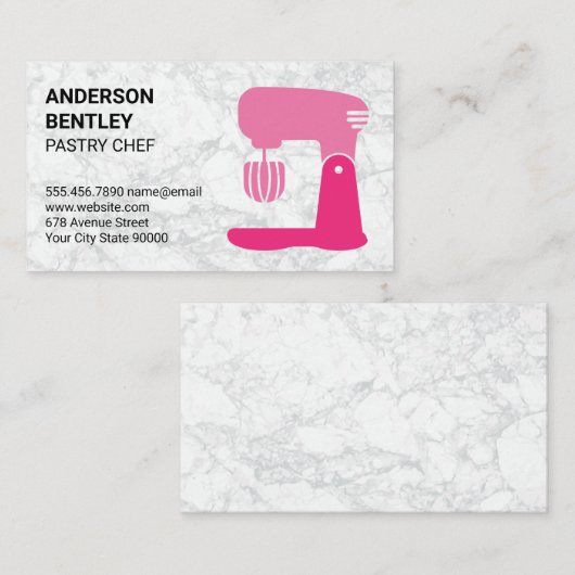 Carte De Visite Machine de mixage | ARRIÈRE - PLAN MARBRE BLANC (Devant / Derrière)