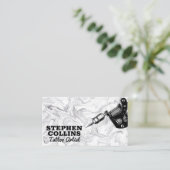 Carte De Visite Machine de tatouage | Moderne Marbre élégant (Debout devant)