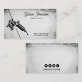 Carte De Visite Machine de tatouage noir et blanc foncé (Devant / Derrière)