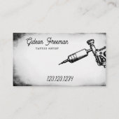 Carte De Visite Machine de tatouage noir et blanc foncé (Devant)