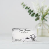 Carte De Visite Machine moderne de tatouage noir et blanc (Debout devant)