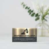 Carte De Visite Machines de construction | Or métallique (Debout devant)