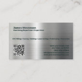 Carte De Visite Machines et métaux (Dos)