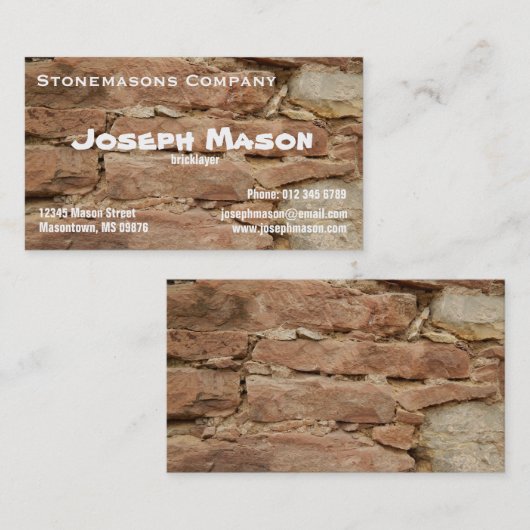 Carte De Visite Maçon de construction (Devant / Derrière)