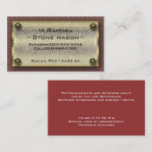 Carte De Visite maçon en pierre (Devant / Derrière)