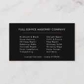 Carte De Visite Maçonnerie de Pierre Maçonnerie de Brique (Dos)
