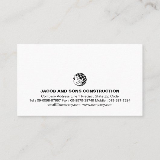 Carte De Visite Maçonnerie en pierre de brique Mason Construction  (Dos)