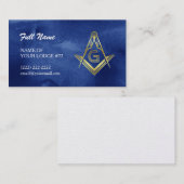 Carte de visite maçonnique | Aquarelle bleue et or (Devant / Derrière)