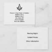 Carte de visite maçonnique de loge de style (Devant / Derrière)