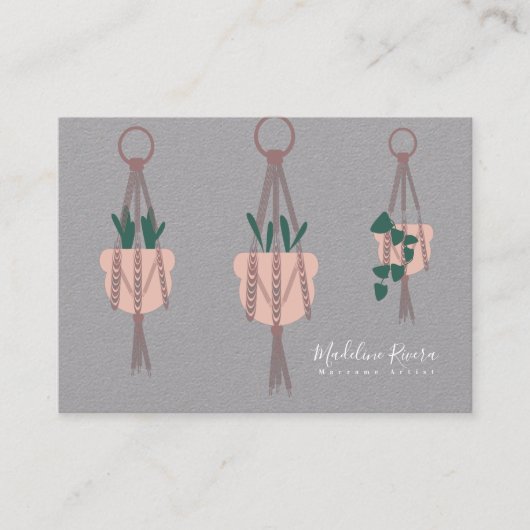Carte De Visite Macrame Artiste Conception artisanale Hanging Plan (Devant)