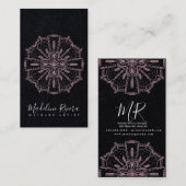 Carte de visite Macrame Yoga Mandala Boho Rose (Devant / Derrière)