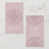 Carte de visite Macramé Yoga Mandala Rose Blush Bo (Devant / Derrière)