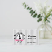 Carte De Visite Madame Cupcake Silver et rose de silhouette (Debout devant)