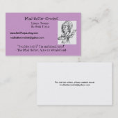 Carte De Visite madhatter, crochet fou de chapelier, conceptions (Devant / Derrière)