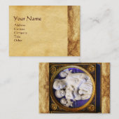 CARTE DE VISITE MADONNA AVEC ENFANT, PARCHEMENT ANTIQUE (Devant / Derrière)